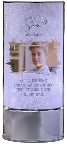 ukgiftstoreonline Personalised Son Memorial Remembrance Light with Photo