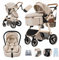 Lnhcrbs Kinderwagen 3 in 1, Baby Kinderwagen ist mit Einstellbarer Höhe Griff, Bergsteiger Kinderwagen mit Anti-Moskitonetz Regen Abdeckung Mumie Tasche Flaschenhalter,for 0-4 Years,22Kg,Beige
