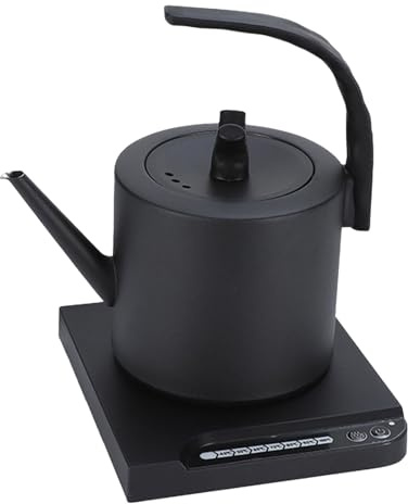 Kamanan Schwanenhals Wasserkocher, Edelstahl Temperaturregelung, Gooseneck Kettle für Coffee Tea Brewing, 1000W Wasserkocher mit Temperatureinstellung, 1L, 304 Edelstahl, Schwarz
