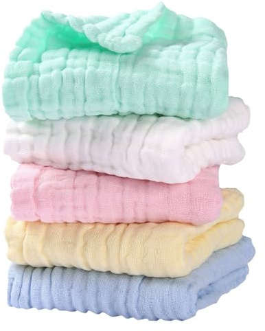 Generisch Babywaschlappen natürliche Baumwolle Babytücher weiches Handtuch und Waschlappen für Neugeborene empfindliche Haut als Duschtuch geeignet 5er Pack 30 x cm Handtücher (Clear One Size)