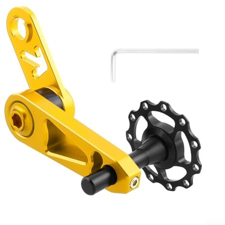 Tendeur de chaîne de vélo à vitesse unique avec alliage d'aluminium robuste et construction en acier inoxydable, conçu pour une performance fiable de la chaîne (doré)