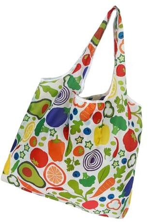 MALSSE Drogheria riutilizzabile resistente all'acqua e leggera pieghevole della borsa della spesa della stampa del fumetto per il viaggio e la drogheria quotidiana di commissioni, Paradiso Vegetale