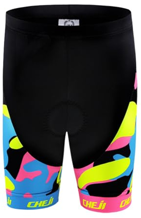 SXSHUN - Camiseta de ciclismo para niño y niña, manga corta, camiseta de manga corta, con 3D, cojín de asiento, deporte, pantalones cortos, bicicleta, Pantalones cortos de rosa, 8-9 años