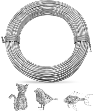 20m*3mm Fil d'aluminium, Fil d'artisanat en Aluminium,Fil d'aluminium souple, Fil en Aluminium Argenté, convient pour l'artisanat et la fabrication de bijoux, idéal pour les bijoux DIY.