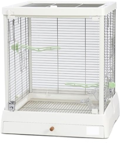Fågelbur Fågelbur I Metall Fågelflygburar Härdat Glas Med Bottenbricka Papegojbur För Parakiter, Dvärgpapegjor Snygg i Vardagsrummet(White)
