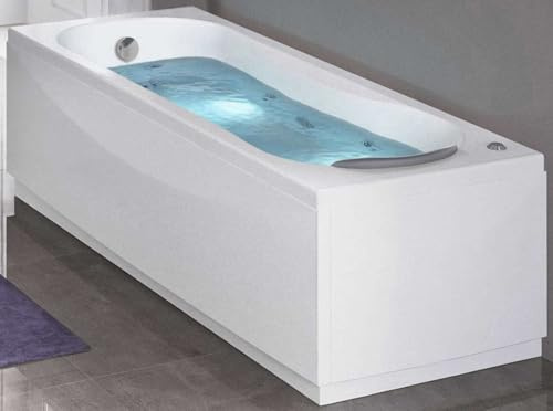 Vasca Bagno Idromassaggio Pneumatico Rettangolare Novellini Calypso Eco 170x75xH55 cm 180 LT Colonna 1 Pannello Frontale 1 Laterale Reversibili Idro Whirlpool Telaio Rinforzato Acrilico Bianco Lucido