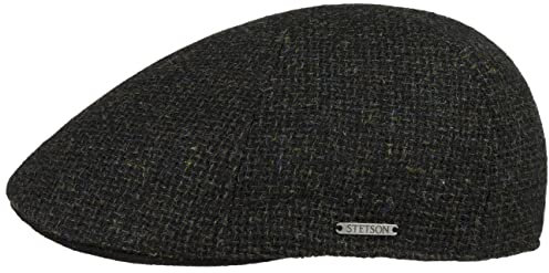 Stetson Texas Classic Wool Flatcap Herren Baumwollfutter Schirmmütze Herbst Winter Oliv XL (60-61 cm)
