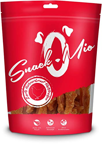 SnackOMio - Friandise Premium pour Chiens - tendres lamelles de Filet de Poitrine de Poulet, sans céréales, 1 Paquet (1 x 70g)