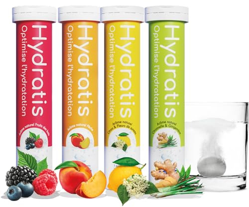 HYDRATIS - Pastilles Hydratation Electrolytes - Mix 4 Parfums - Améliore l'Hydratation et Favorise l'Énergie - Formule Isotonique - Sport. Récupération (80 Pastilles)