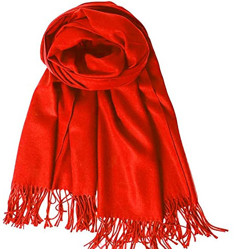 YELYAN Damen Kaschmir Schal Winter Feinstrick Halstücher Stolen Umschlagtücher Schal Warmes Halstuch red