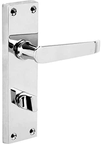 Designer Levers - Victorian Straight Lever Door Handles - Polished Chrome - 1 Pair - Bathroom Locking Door Handle - with Thumbturn