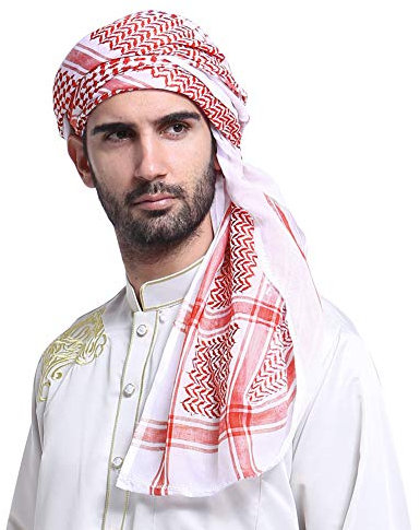 AfinderDE Herren Männer Jungen Muslim Schal Kopftuch Turban Bandana Atmungsaktives Weiches Muslimisches Hijab Stirnband Arabischer Kopfbedeckung