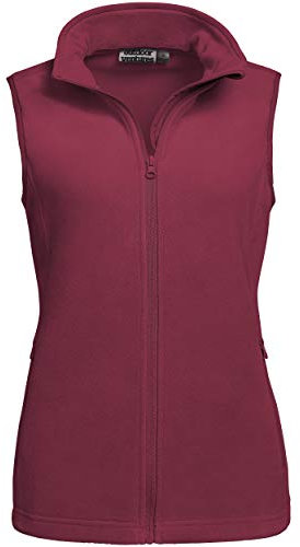 Outdoor Ventures Damen Fleece Weste Ultraleichte Polar Fleeceweste Dünne Outdoor Luafwesten für Frauen Ärmellos Jacke mit 4 Taschen Frühlings Herbst für Laufen Wandern Camping, Weinrot L