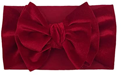 URFEDA Baby Mädchen Stirnbänder Schleife Haarbänder Samt Elastisches Stirnband baby haarband für Baby Mädchen Neugeborene Kleinkinder Kinder Mütze Hut Baby Fotografie Requisiten Haarband Rot