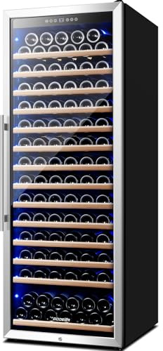 BODEGA 24 Inch Wine Cooler, 154 Bottle Refrigerator, Freestanding Wine Fridge with Intelligent Temperature Memory & Humidity Control, Upgraded Compressor, Quiet Operation