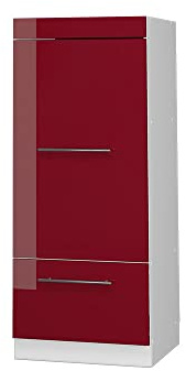 Vicco Armoire Haute Fame-Line, Rouge Bordeaux Haute Brillance/Blanc 60 cm | Façade en MDF · Coulisses métalliques à extension totale · Pieds réglables en hauteur · Poignées en métal
