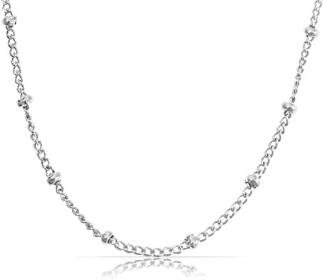 Made by Nami Minimalistische Halsketten Damen • Dezente Edelstahl Halskette mit starkem Karabiner-Verschluss • Choker-Kette Frauen & Mädchen • Filigrane Gliederkette • Geschenk für Sie (Orbs Silber)