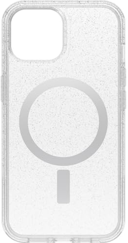 OtterBox iPhone 15, iPhone 14, and iPhone 13 Symmetry Series Clear Case - Stardust (Clear/Silver), Snaps to MagSafe, Ultra-Sleek, Raised Edges Protect Camera & Screen