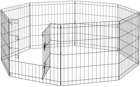 PawHut Parque de Juegos para Perros de 8 Paneles 61x61 cm Plegable Negro
