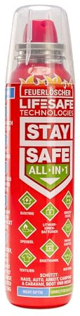 StaySafe All-in-1 Feuerlöscher | Feuerlöscher für zu Hause | Auto | Wohnwagen, Boot - Löscht Alles Arten von Bränden in Sekunden