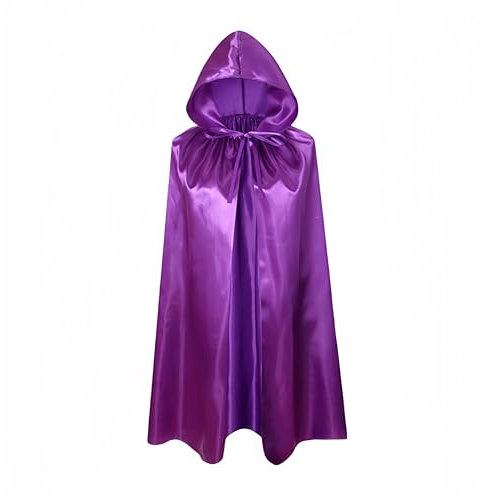 Proumhang Violet Cape à Capuche Enfants Robe Cape de Sorcière Cape de Vampire Cape du Diable Cape Faucheuse pour Garçons Filles Halloween Masquerade Noël Cosplay 80cm