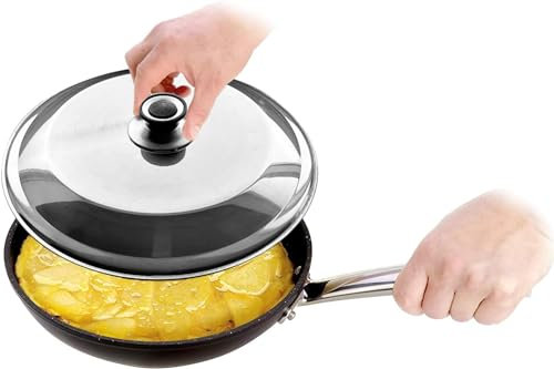 Tapa Giratortillas de Acero Inoxidable para Tortilla de Patatas, Tapa Volteatortillas para Sartén, Tapadera Multiusos, Apto para lavavajillas - 26cm