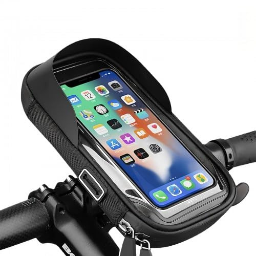 Naapesi Soporte Movil Bicicleta Impermeable,Bolsa Manillar Bicicleta Montaña, Porta Móvil Rotación 360 Grados,con Gran Capacidad Pantalla Táctil y Cubierta de Lluvia, hasta 6.4Pulgadas