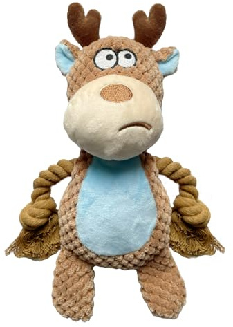 YUREMEEY Giochi con Squeak Interattivo per Cani, Giocattoli per Cuccioli da Masticare, Peluche Cane con Cigolio per a Cani di Piccola e Media Taglia, Cervo Alce