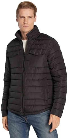 BRAVE SOUL Men's Black Puffer Jacket – Lightweight Full-Zip Design with Front Pockets for Winter and Outdoor Use, Size- Medium