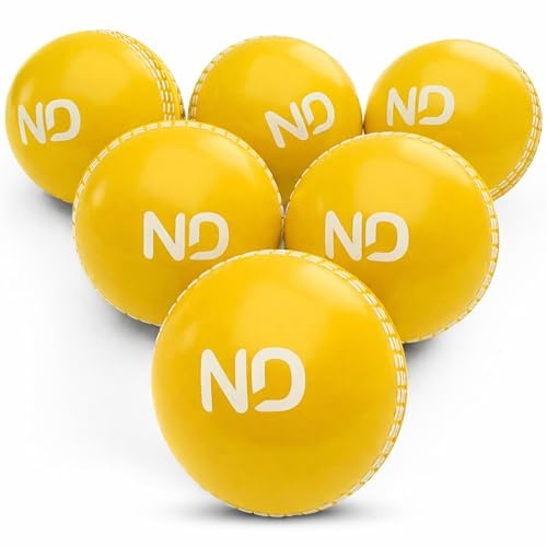 ND Sports Bolas de viento de alta calidad para críquet, paquete de 6 pelotas de entrenamiento suaves y duraderas para entrenamiento en interiores y exteriores, rebote realista y swing