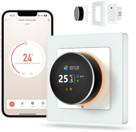 MIUCDA Smart Thermostat Wasser Fussbodenheizung WiFi Drehknopf Raumthermostat Digital Heizungsthermostat Kompatibel mit Alexa, Google Home