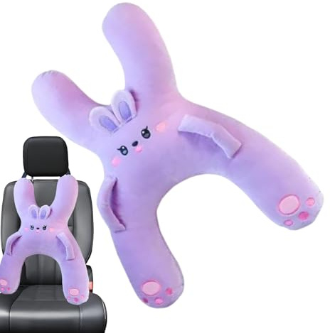 fayarrd Cuscino Da Viaggio Auto Bambini,Cuscino a Forma di H per Seggiolino con Peluche | Cuscino Testa Auto Comfort Traspirante per Gite e Viaggi
