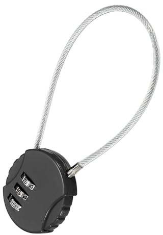 TA-VIGOR 1 candado de combinación de 8 pulgadas, candado reajustable impermeable de 3 dígitos con cuerda de alambre, candado de cable de seguridad de 20 cm para equipaje, taquilla de gimnasio, valla
