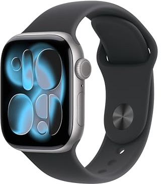 Apple Watch Series 11 GPS con Caja de Aluminio en Gris Espacial de 42 mm y Correa Deportiva Negra-Talla M/L.Calidad del Sueño,monitores de entreno y Salud,Pantalla Siempre Activa, Resistencia al Agua