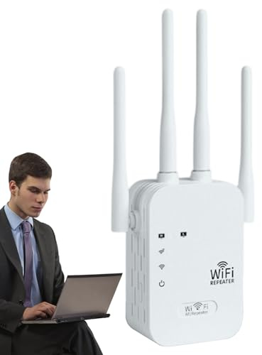 Internet Booster – Amplificador WiFi para Red doméstica | Extensor de señal de enrutador de Doble Banda de 1200 Mbps, 4 Puertos LAN, Punto de Acceso inalámbrico, fácil configuración de Aplicaciones