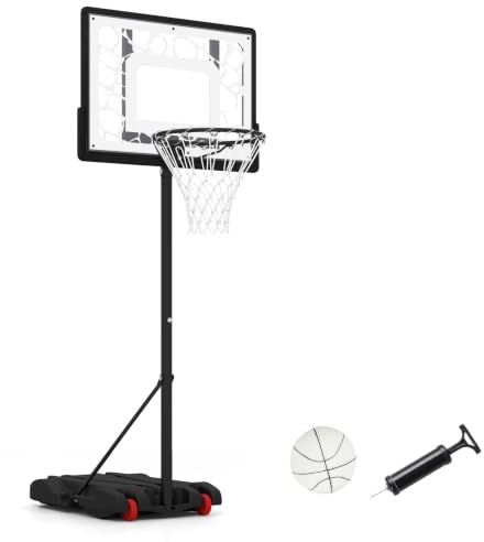 FANTASK Panier de Basket-Ball LED avec Support | Support de basket-ball mobile réglable en hauteur de 115 à 144 cm, ballon inclus pour enfants et adultes
