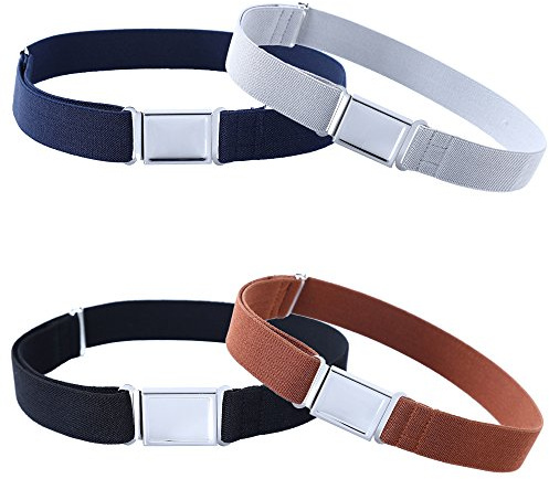 Kajeer 4PCS Ceinture élastiquée pour Enfants Garçons - Entièrement Réglable Ceinture avec Boucle Magnétique Facile pour garçons et filles de 2-15 ans (Bleu Marin, Noir, Café, Gris Clair)