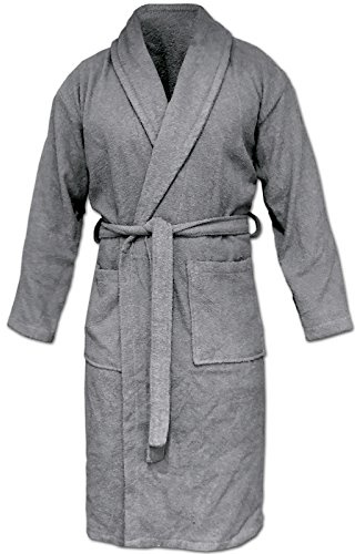 HOMELEVEL Peignoir de bain en tissu éponge - 100% coton - Pour homme et femme - Tailles S à 6 XL, gris, XXXL