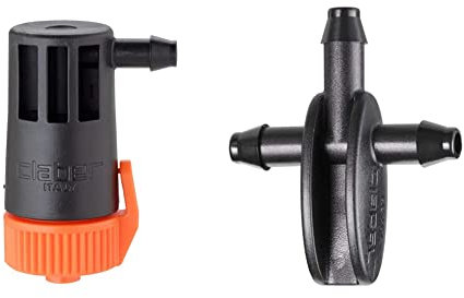 Claber 91214 Irrigazione Interrata e Goccia, Nero/Arancione [Confezione da 10 pezzi] & Raccordo A 3 Vie Per Tubo Da 4-6mm Blister 10 Pezzi