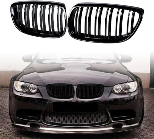 Gangying E92 Nieren Schwarz Passt für BMW 3er E92 E93 Kühlergrill 2006-2010 Grill Doppelsteg Glanz Schwarz Kühlergrill Vorne