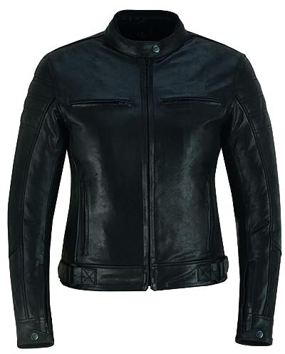 BI ESSE - Giubbino Giacca Pelle Moto Vintage caffè race, completo di Protezioni Rimovibili (Donna) (IT, Testo, S, Regular, Regular, Nero)