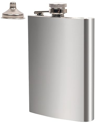 Fiaschetta in acciaio inox da 236 ml + imbuto, piccola fiaschetta da uomo, contenitore per whisky e alcol