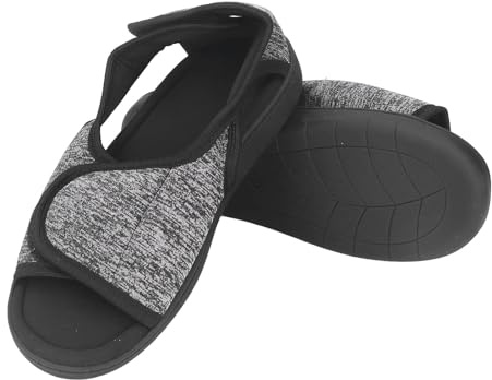 1 Paio di Scarpe per Diabetici Uomo, Larghezza Extra Ampia, Pantofole per Diabetici Regolabili in Peluche, Lavorate a Maglia, per Anziani, Donne Incinte, Piedi Gonfi (L)