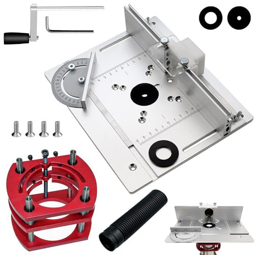 Mesa Fresadora para Madera Aluminio, Kit De Sistema De ElevacióN De Mesa Para Fresadora, SujecióN De 4 Mordazas, Router Table Lfit para CarpinteríA, Ranurado Y Recorte (Aleación de aluminio)