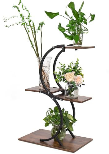 Todeco Porte plante interieur 4 Niveaux, Support plantes en Métal, étagère plante interieur support pot de fleurs pour Salon Balcon Jardin Bureau