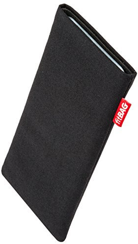 fitBAG Rave Schwarz Handytasche für Samsung Galaxy S24+ / S24 Plus Tasche aus Textil-Stoff mit Microfaserinnenfutter | Hülle mit Reinigungsfunktion | Made in Germany