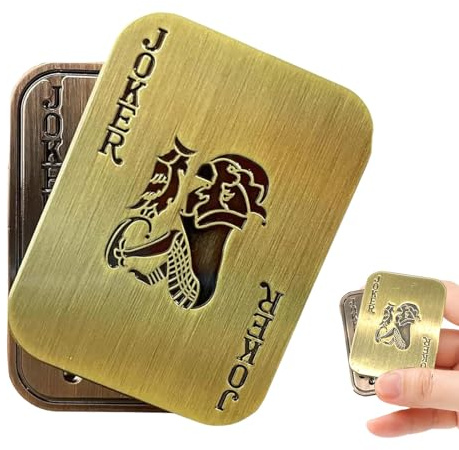 Bufccy Fidget Slider, Relieve Stress Anxiety Hand Spinners Toy (Joker) | Magnetic Metal Haptic Poker Push Card, Fidget Clicker for ADHD, Fidget Toys Adults for Teens, Boyfriend, Husband and Father