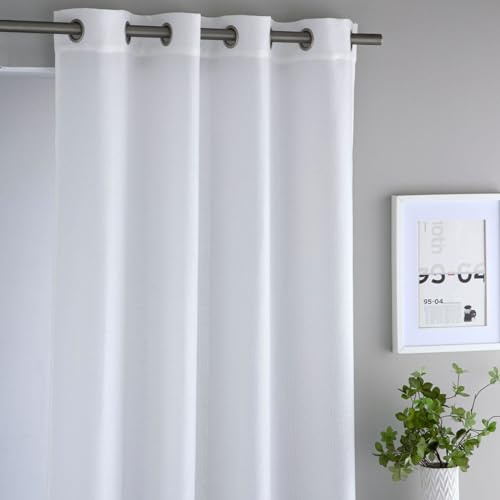 Antilo Cortina confeccionada con ollaos Onda - 200x270 cm - Color Natural. Tejido Ligero decoración de Dormitorio o salón. 100% Poliéster