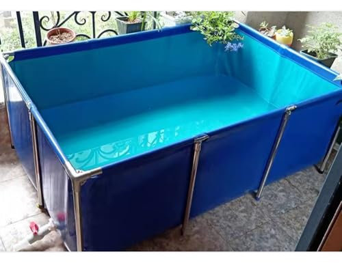Rygcrud Aquarium Pool Pond, Above Ground Koi Pond, PVC Canvas Liners with Steel Frame, Holding Fish Tank for Turtle Farming, Easily Assembled(100x60x51cm)