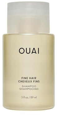 OUAI Shampoo fine formato da viaggio, shampoo volumizzante, cheratina, biotina e olio di semi di chia per capelli fini, dona un corpo pulito e senza peso, senza parabeni, ftalati, solfati, 89 ml